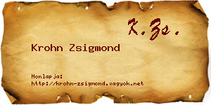 Krohn Zsigmond névjegykártya